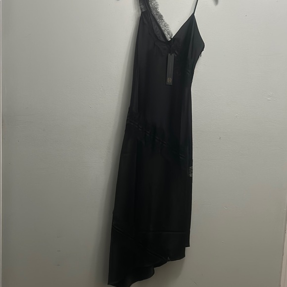 House of Harlow 1960 Black Asymmetrical Slip Dress Spaghetti Strap - Picture 1 of 9